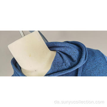 Bomuld fleece pullover sweatshirt med hætte